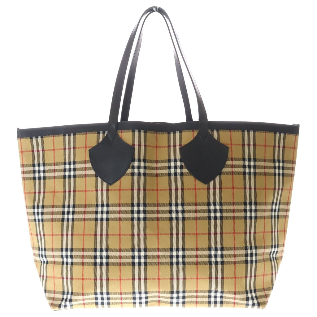 BURBERRY(バーバリー) ノバチェック リバーシブル レザー キャンバストートバッグ ジャイアント ベージュ/イエロー レディース