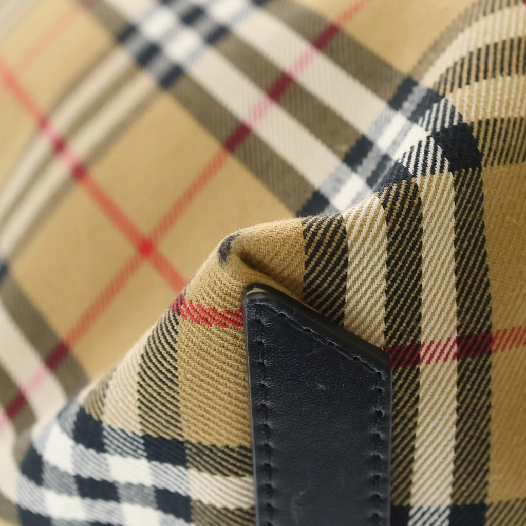 BURBERRY(バーバリー) ノバチェック リバーシブル レザー キャンバストートバッグ ジャイアント ベージュ/イエロー レディース