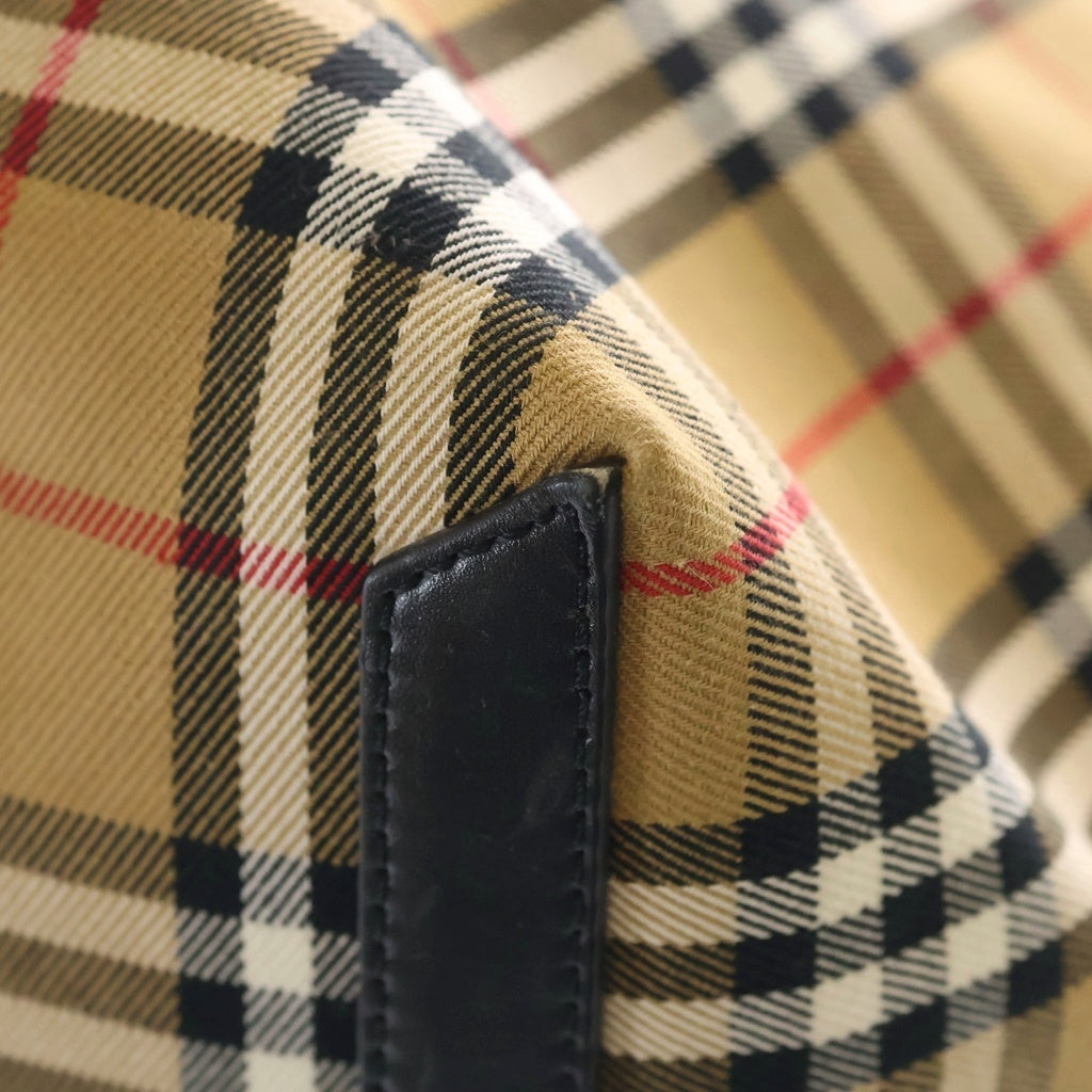 BURBERRY(バーバリー) ノバチェック リバーシブル レザー キャンバストートバッグ ジャイアント ベージュ/イエロー レディース