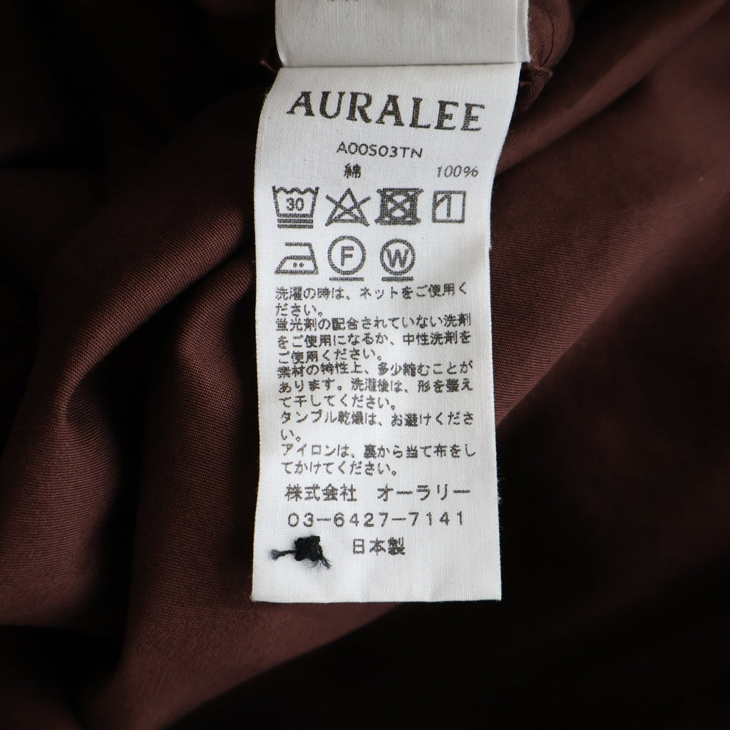 AURALEE(オーラリー) WASHED FINX TWILL BIG SHIRTS ウォッシュドフィンクスツイルビッグ 長袖シャツ ブラウン A00S03TN