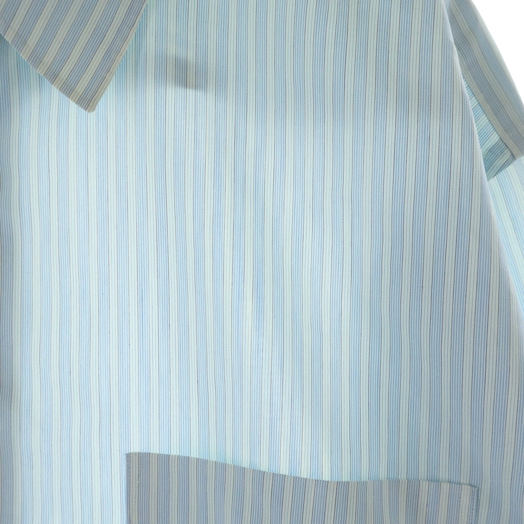 AURALEE(オーラリー) 23SS FINX POLYESTER STRIPE SHIRT フィンクスポリエステルストライプ 長袖シャツ ブルー A23SS02PS