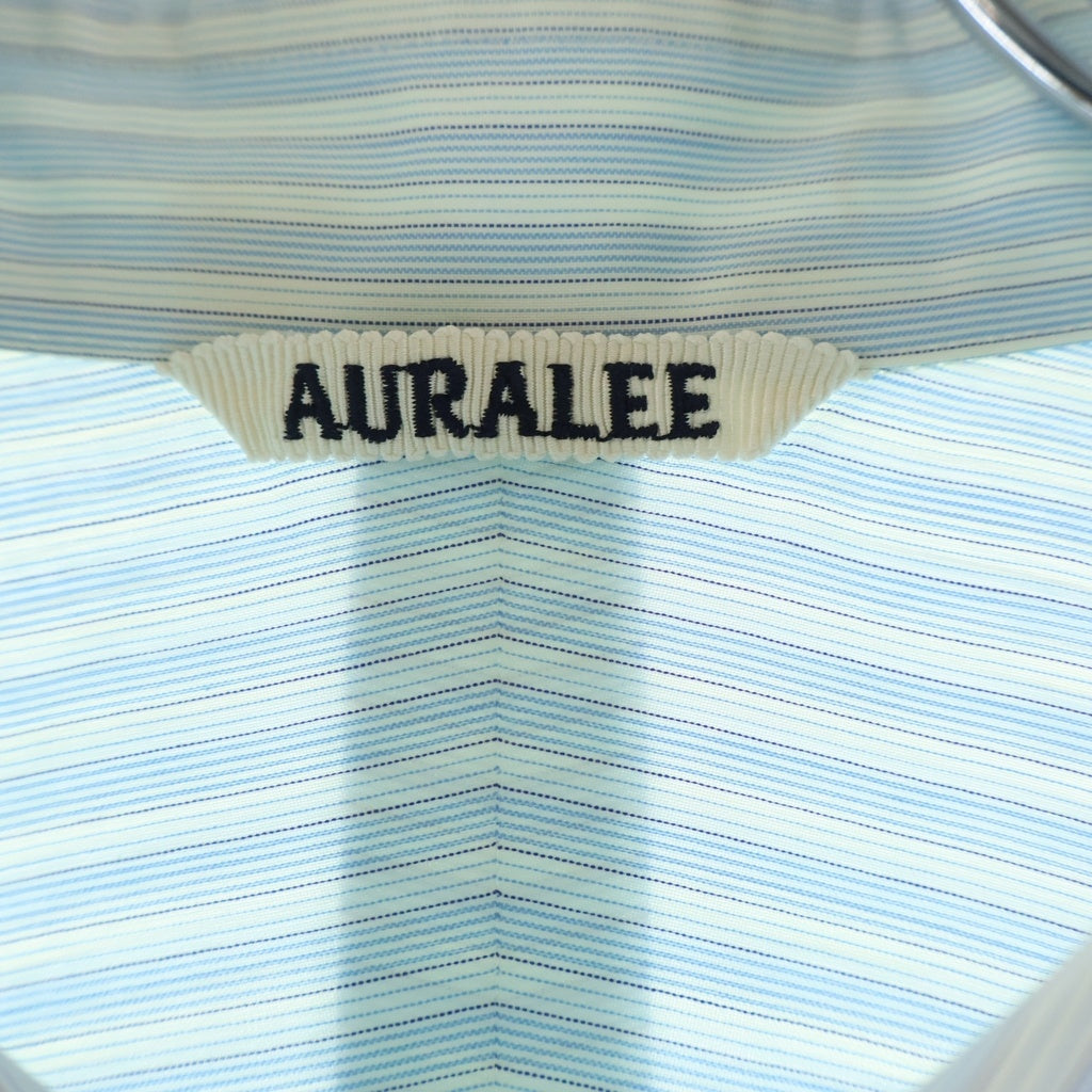 AURALEE(オーラリー) 23SS FINX POLYESTER STRIPE SHIRT フィンクスポリエステルストライプ 長袖シャツ ブルー A23SS02PS