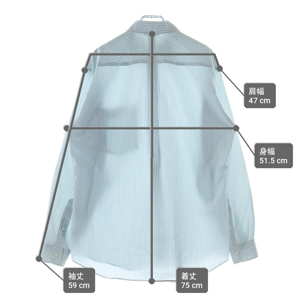 AURALEE(オーラリー) 23SS FINX POLYESTER STRIPE SHIRT フィンクスポリエステルストライプ 長袖シャツ ブルー A23SS02PS