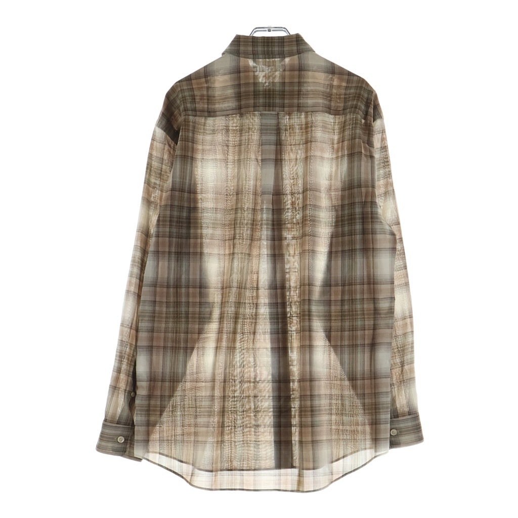AURALEE(オーラリー) 21AW WOOL RECYCLED POLYESTER CLOTH SHIRTS ウール リサイクルドポリエステル クロス 長袖チェックシャツ ベージュ A21AS01EM