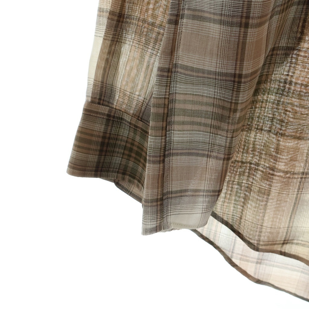 AURALEE(オーラリー) 21AW WOOL RECYCLED POLYESTER CLOTH SHIRTS ウール リサイクルドポリエステル クロス 長袖チェックシャツ ベージュ A21AS01EM