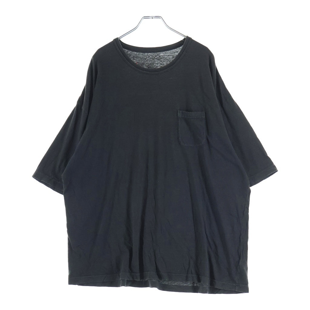 VISVIM(ヴィスヴィム) 25AW EX JUMBO TEE S/S DMGD エクストラジャンボ ガーメントダイ 半袖ポケットTシャツ 半袖クルーネックカットソー ブラック 0125205010017