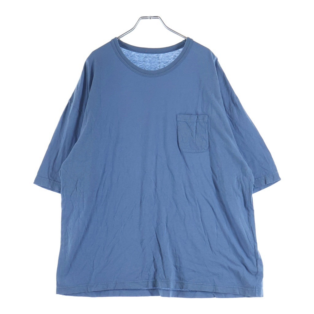 VISVIM(ヴィスヴィム) 25AW EX JUMBO TEE S/S DMGD エクストラジャンボ ガーメントダイ 半袖ポケットTシャツ 半袖クルーネックカットソー ブルー 0125205010017