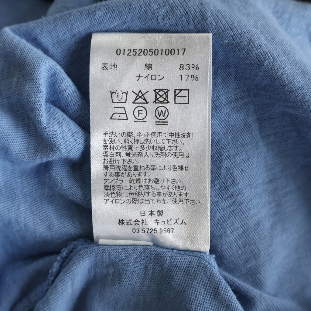 VISVIM(ヴィスヴィム) 25AW EX JUMBO TEE S/S DMGD エクストラジャンボ ガーメントダイ 半袖ポケットTシャツ 半袖クルーネックカットソー ブルー 0125205010017