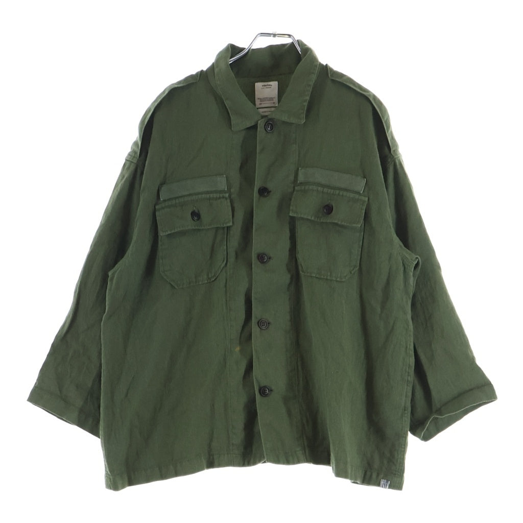 VISVIM(ヴィスヴィム) 24SS CANAAN L/S SHIRT リネンウール ミリタリーシャツジャケット カーキ 0124105011024