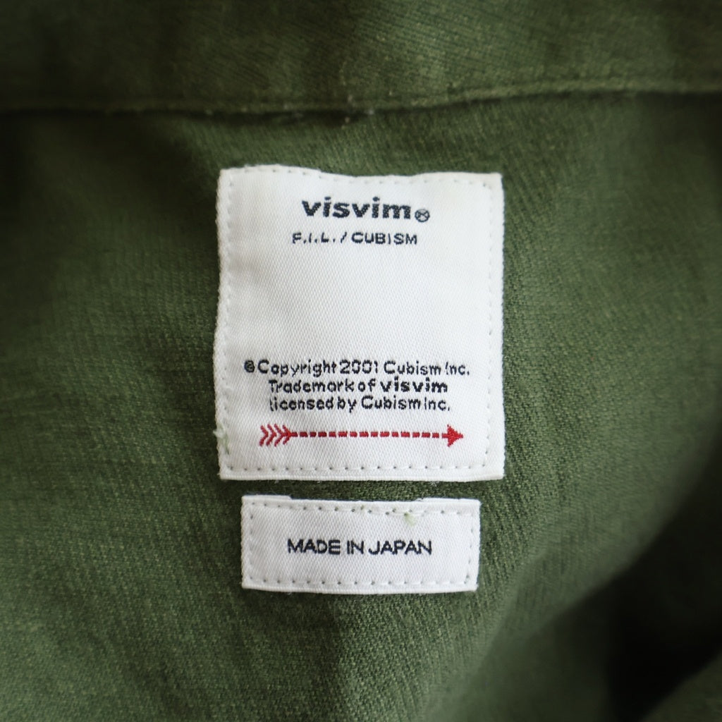 VISVIM(ヴィスヴィム) 24SS CANAAN L/S SHIRT リネンウール ミリタリーシャツジャケット カーキ 0124105011024