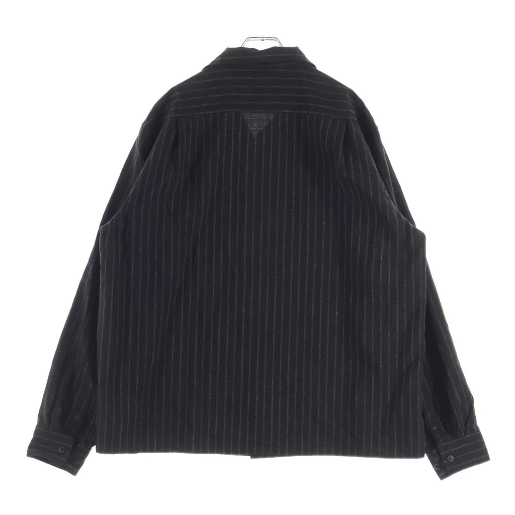 VISVIM(ヴィスヴィム) 25AW KEESEY SHIRT STRIPES L/S キージー ウールリネン 長袖ストライプシャツ ブラウン 0125205011005