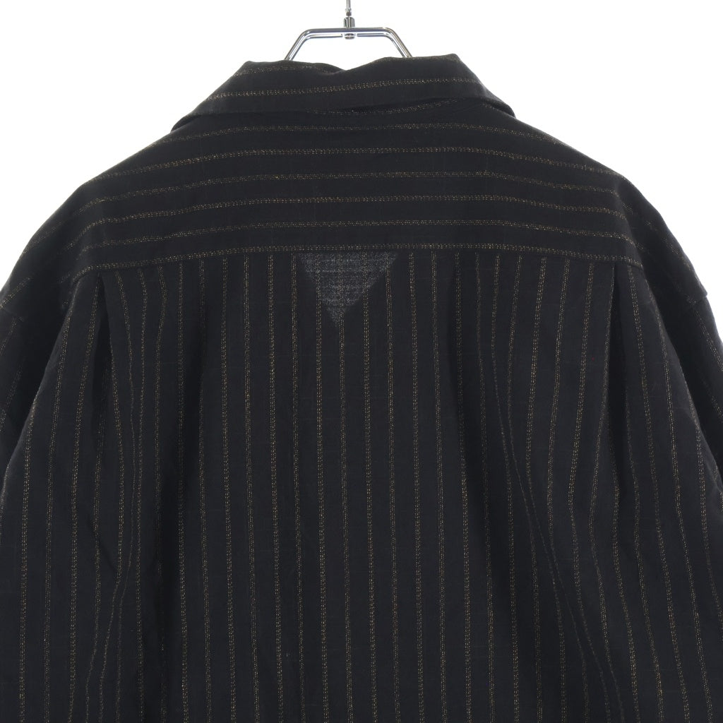 VISVIM(ヴィスヴィム) 25AW KEESEY SHIRT STRIPES L/S キージー ウールリネン 長袖ストライプシャツ ブラウン 0125205011005
