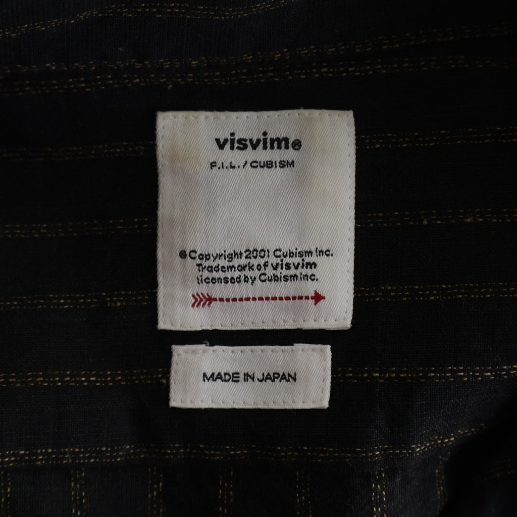 VISVIM(ヴィスヴィム) 25AW KEESEY SHIRT STRIPES L/S キージー ウールリネン 長袖ストライプシャツ ブラウン 0125205011005
