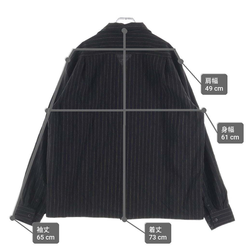 VISVIM(ヴィスヴィム) 25AW KEESEY SHIRT STRIPES L/S キージー ウールリネン 長袖ストライプシャツ ブラウン 0125205011005