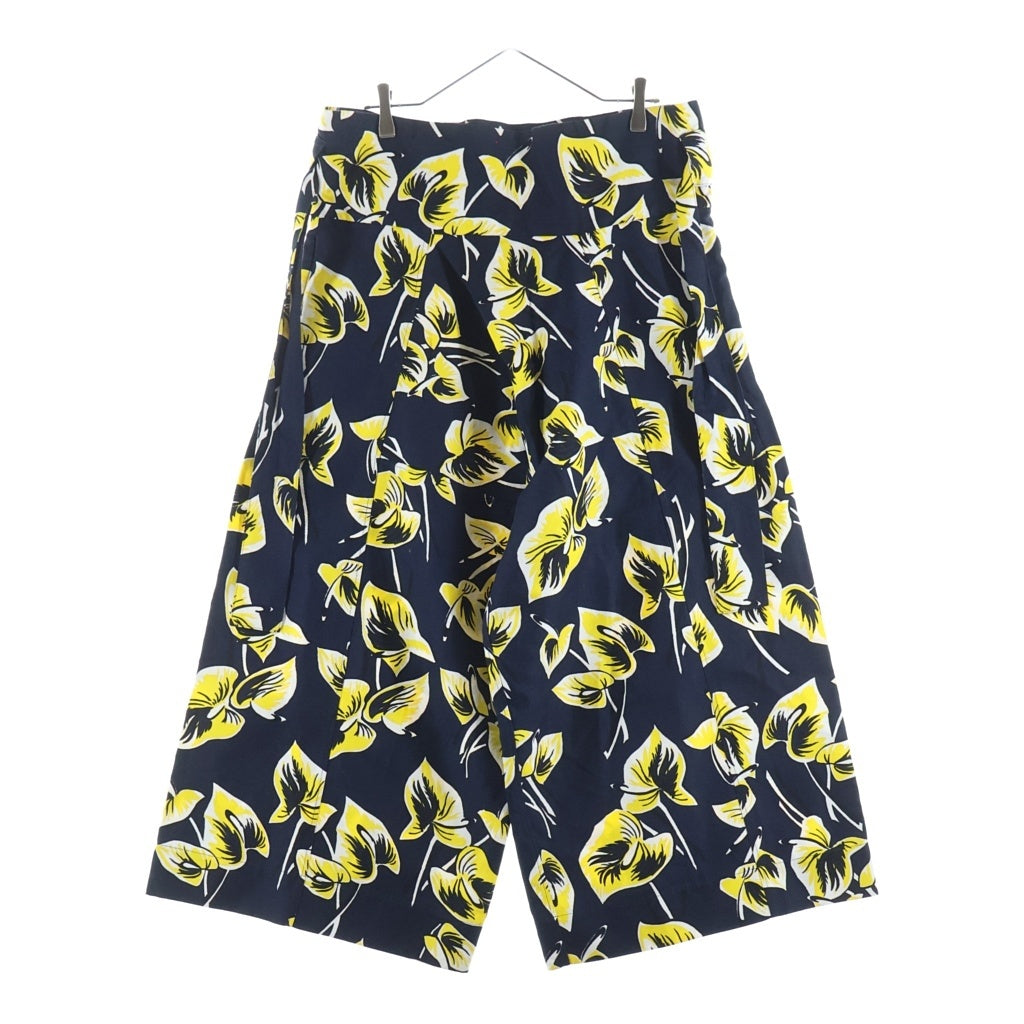 MARNI(マルニ) COMMESSA コットン 花柄 ベルテッド ワイドパンツ レディース イエロー/ネイビー PAMAT09A00TCT41