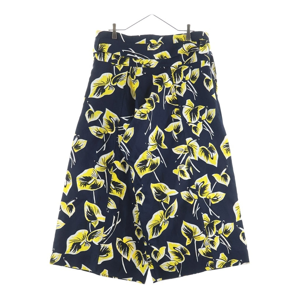 MARNI(マルニ) COMMESSA コットン 花柄 ベルテッド ワイドパンツ レディース イエロー/ネイビー PAMAT09A00TCT41