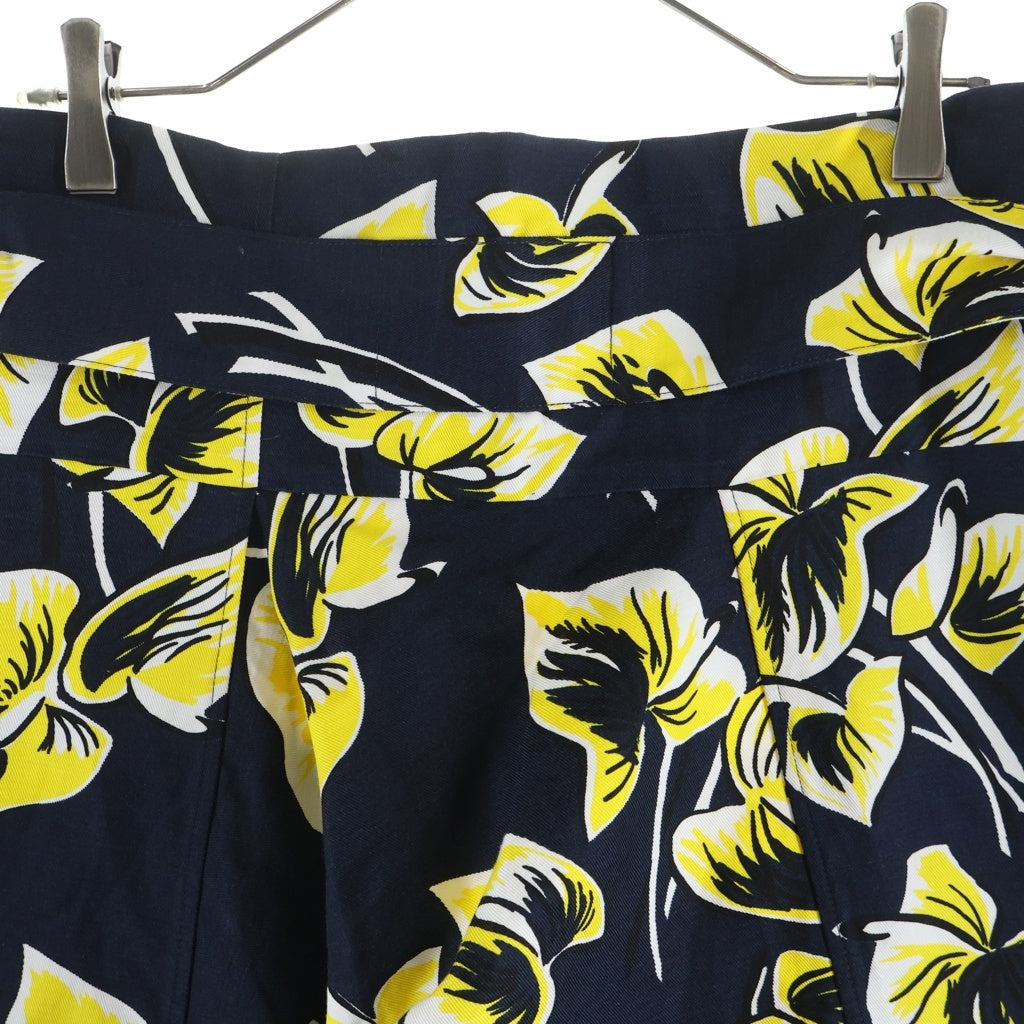 MARNI(マルニ) COMMESSA コットン 花柄 ベルテッド ワイドパンツ レディース イエロー/ネイビー PAMAT09A00TCT41