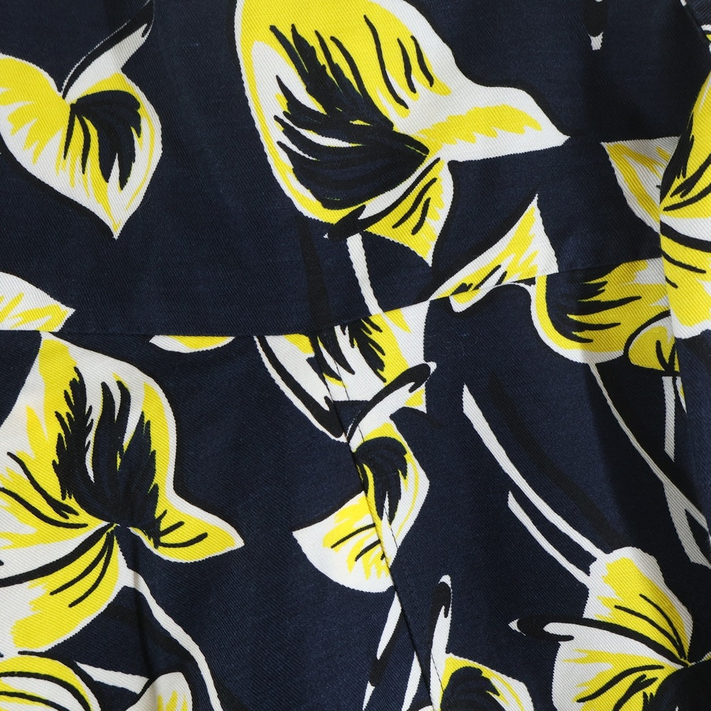 MARNI(マルニ) COMMESSA コットン 花柄 ベルテッド ワイドパンツ レディース イエロー/ネイビー PAMAT09A00TCT41