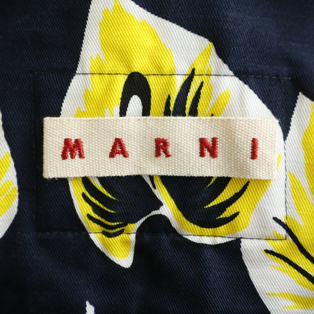 MARNI(マルニ) COMMESSA コットン 花柄 ベルテッド ワイドパンツ レディース イエロー/ネイビー PAMAT09A00TCT41