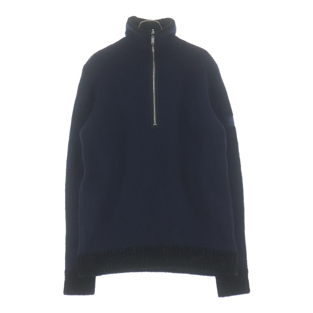 RAF SIMONS(ラフシモンズ) 22AW Reversible Fisherman Sweater ハーフジップ フィッシャーマン ニットセーター ネイビー 222-841