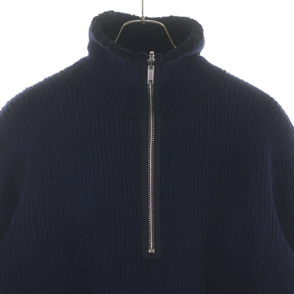 RAF SIMONS(ラフシモンズ) 22AW Reversible Fisherman Sweater ハーフジップ フィッシャーマン ニットセーター ネイビー 222-841