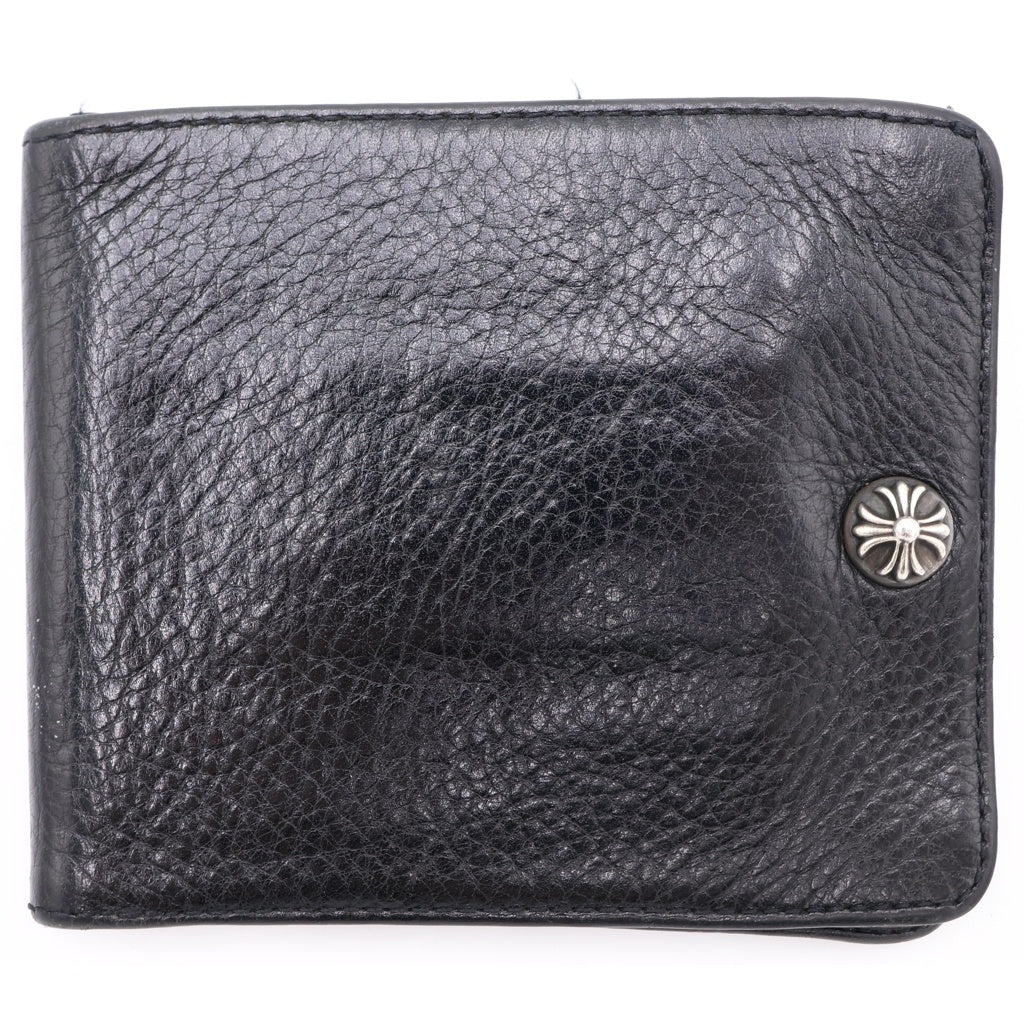 CHROME HEARTS(クロムハーツ) 1SNAP 1スナップ クロス ボールボタン レザーウォレット 財布 ブラック