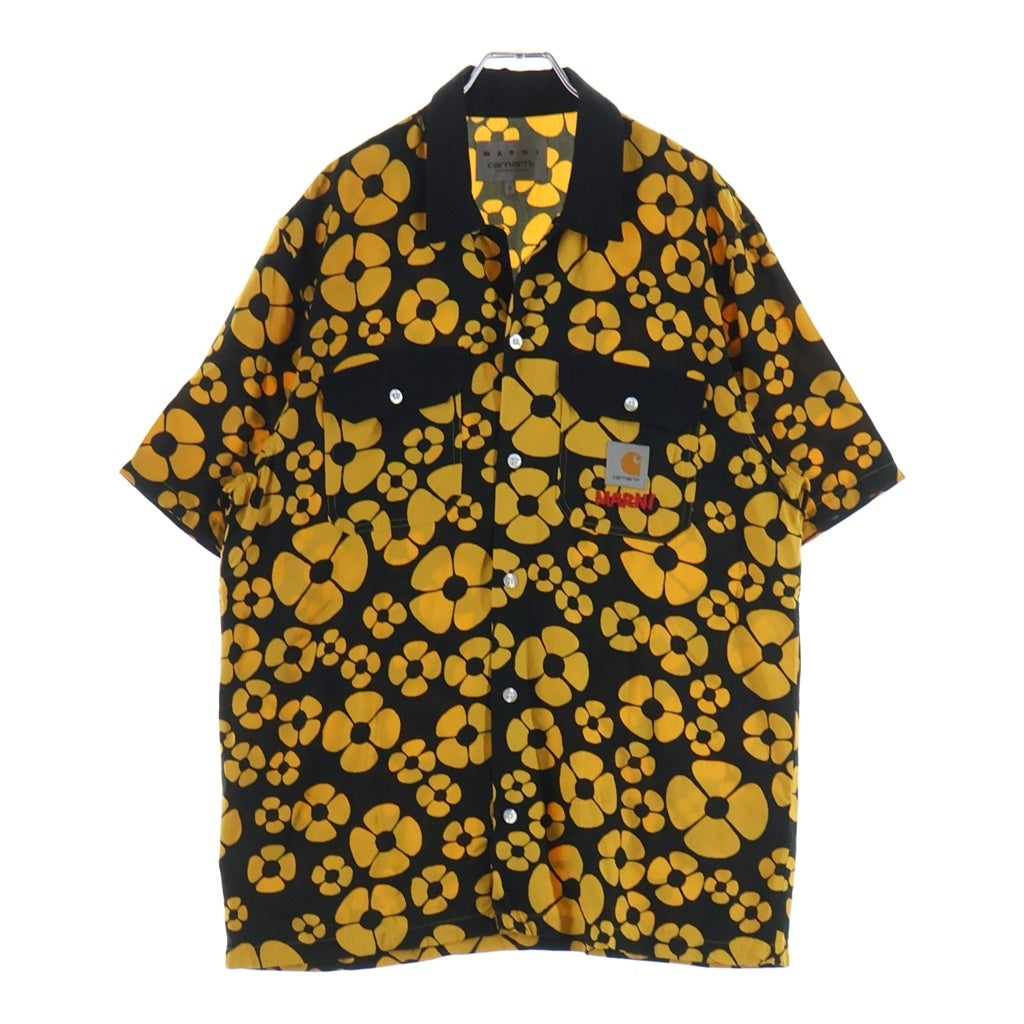 MARNI(マルニ) ×CARHARTT S/S MASTER SHIRT カーハート マスター レーヨン 総柄 半袖シャツ イエロー I031296