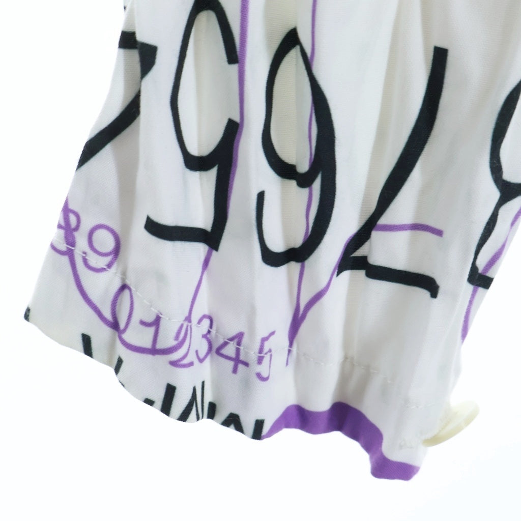 JUNYA WATANABE COMME des GARCONS(ジュンヤワタナベ コムデギャルソン) 21SS AD2020 シワ加工 メッセージプリント レギュラーカラー 長袖シャツジャケット ホワイト/ブラック/パープル WG-J024