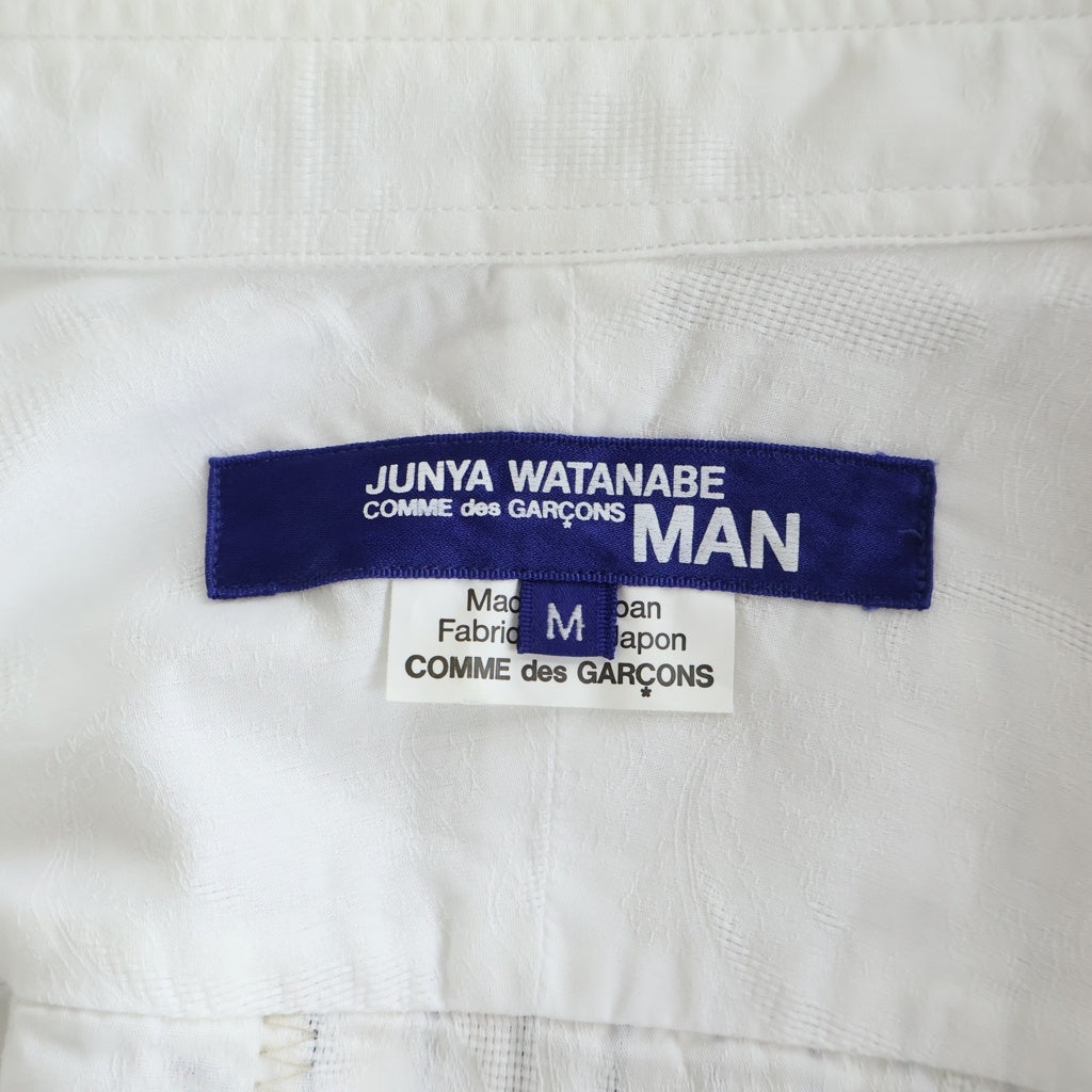 JUNYA WATANABE COMME des GARCONS(ジュンヤワタナベ コムデギャルソン) 20SS AD2019 パッチワーク リネン混 コットン 半袖シャツ ホワイト/ブラウン WE-B009