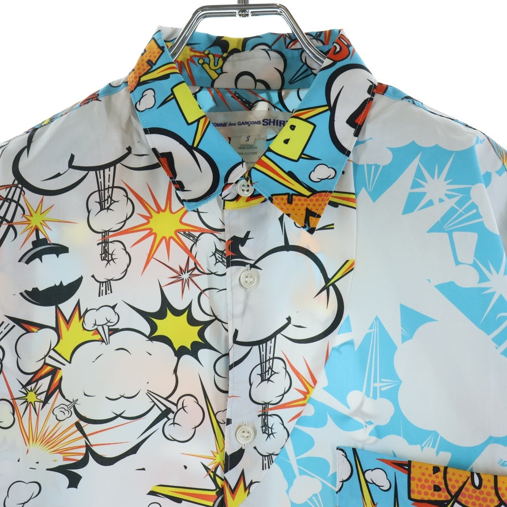 COMME des GARCONS SHIRT(コムデギャルソンシャツ) 19AW コミックプリント ロングスリーブ コットンシャツ ブルー W27021