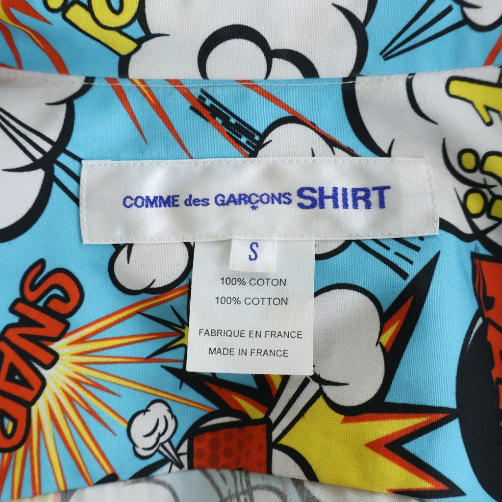 COMME des GARCONS SHIRT(コムデギャルソンシャツ) 19AW コミックプリント ロングスリーブ コットンシャツ ブルー W27021