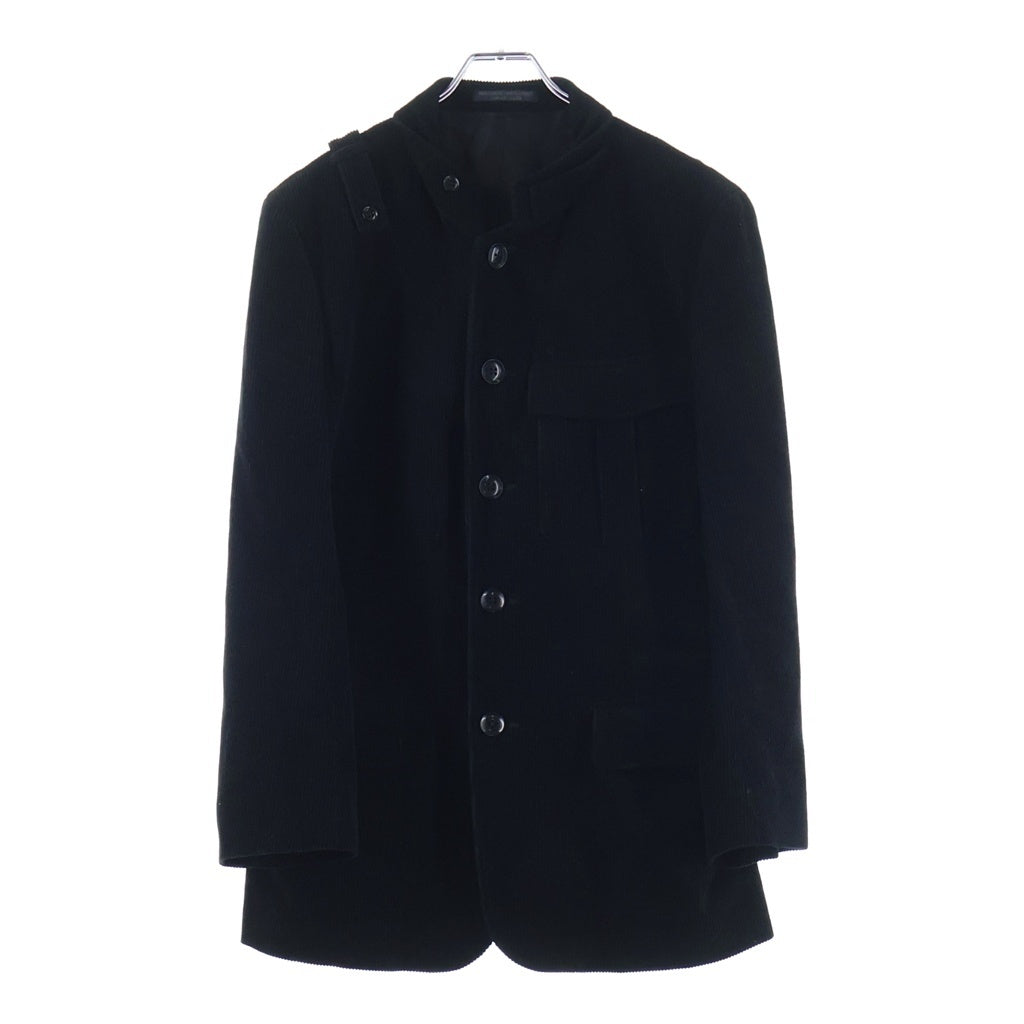 REGULATION Yohji Yamamoto MEN(レギュレーションヨウジヤマモトメン) REGULATION GABARDINE DOCTOR'S JACKET ウールギャバジン コーデュロイ ドクタージャケット ブラック HK-J03-040