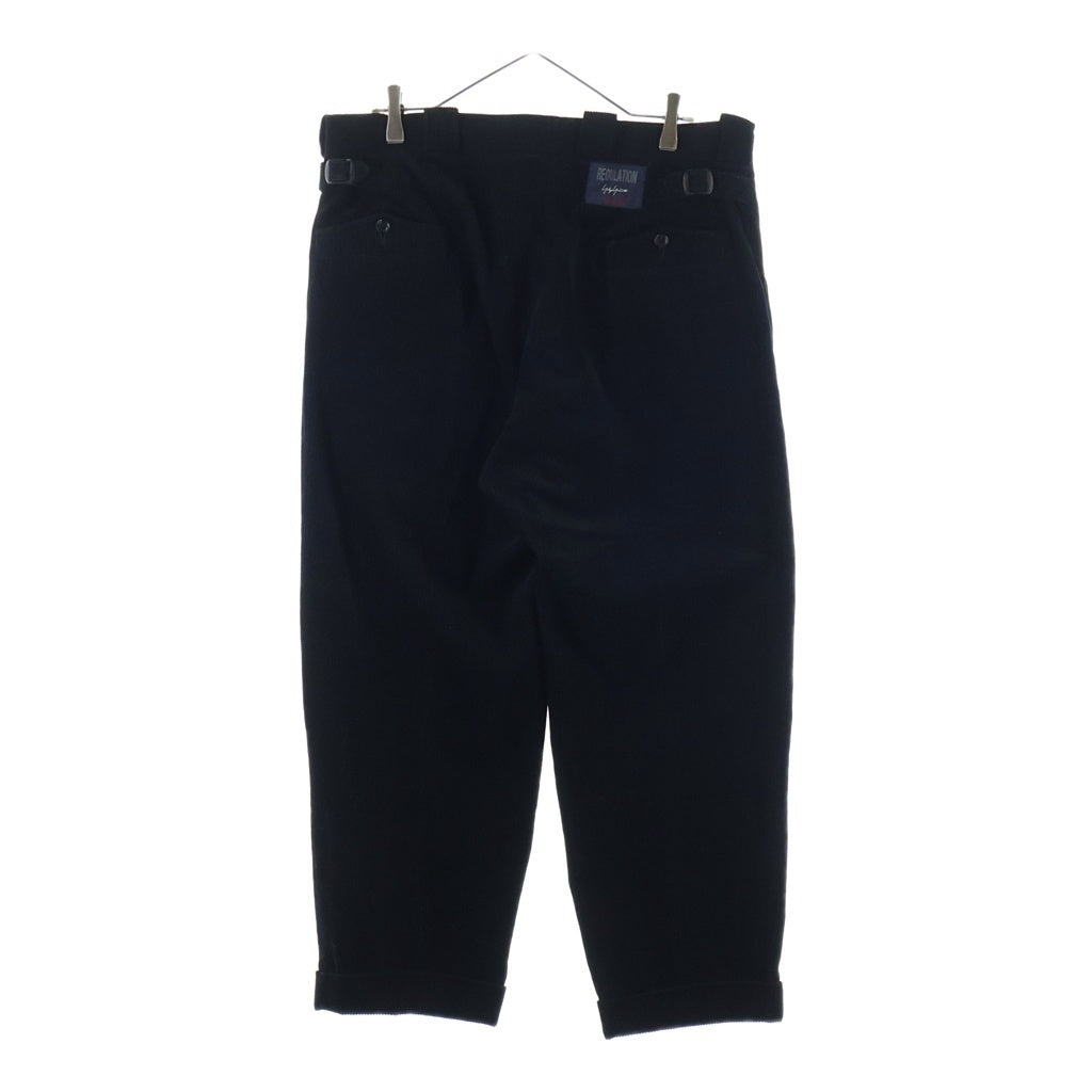 REGULATION Yohji Yamamoto MEN(レギュレーションヨウジヤマモトメン) REGULATION GABARDINE ウールギャバジン コーデュロイ ロールアップ テーパードパンツ ブラック HK-P04-040
