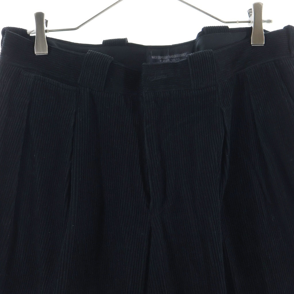 REGULATION Yohji Yamamoto MEN(レギュレーションヨウジヤマモトメン) REGULATION GABARDINE ウールギャバジン コーデュロイ ロールアップ テーパードパンツ ブラック HK-P04-040