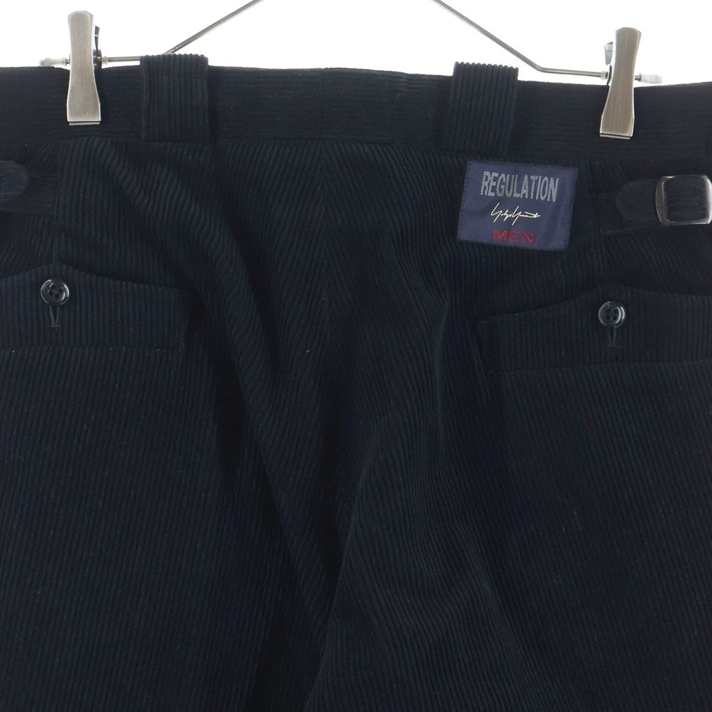 REGULATION Yohji Yamamoto MEN(レギュレーションヨウジヤマモトメン) REGULATION GABARDINE ウールギャバジン コーデュロイ ロールアップ テーパードパンツ ブラック HK-P04-040