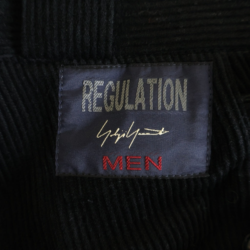 REGULATION Yohji Yamamoto MEN(レギュレーションヨウジヤマモトメン) REGULATION GABARDINE ウールギャバジン コーデュロイ ロールアップ テーパードパンツ ブラック HK-P04-040