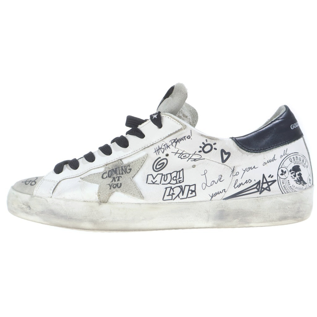 GOLDEN GOOSE DELUXE BRAND(ゴールデングースデラックスブランド) SUPERSTAR スーパースター グラフィティ ダメージ加工 レザー ローカットスニーカー ホワイト