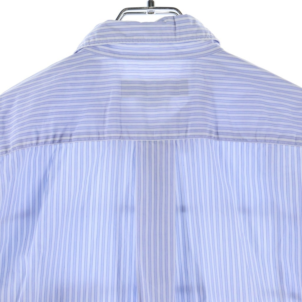 COMME des GARCONS HOMME DEUX(コムデギャルソン オムドゥ) 14SS AD2013 ストライプ切り替え ブロックチェック コットン 長袖シャツ ブルー DM-B035