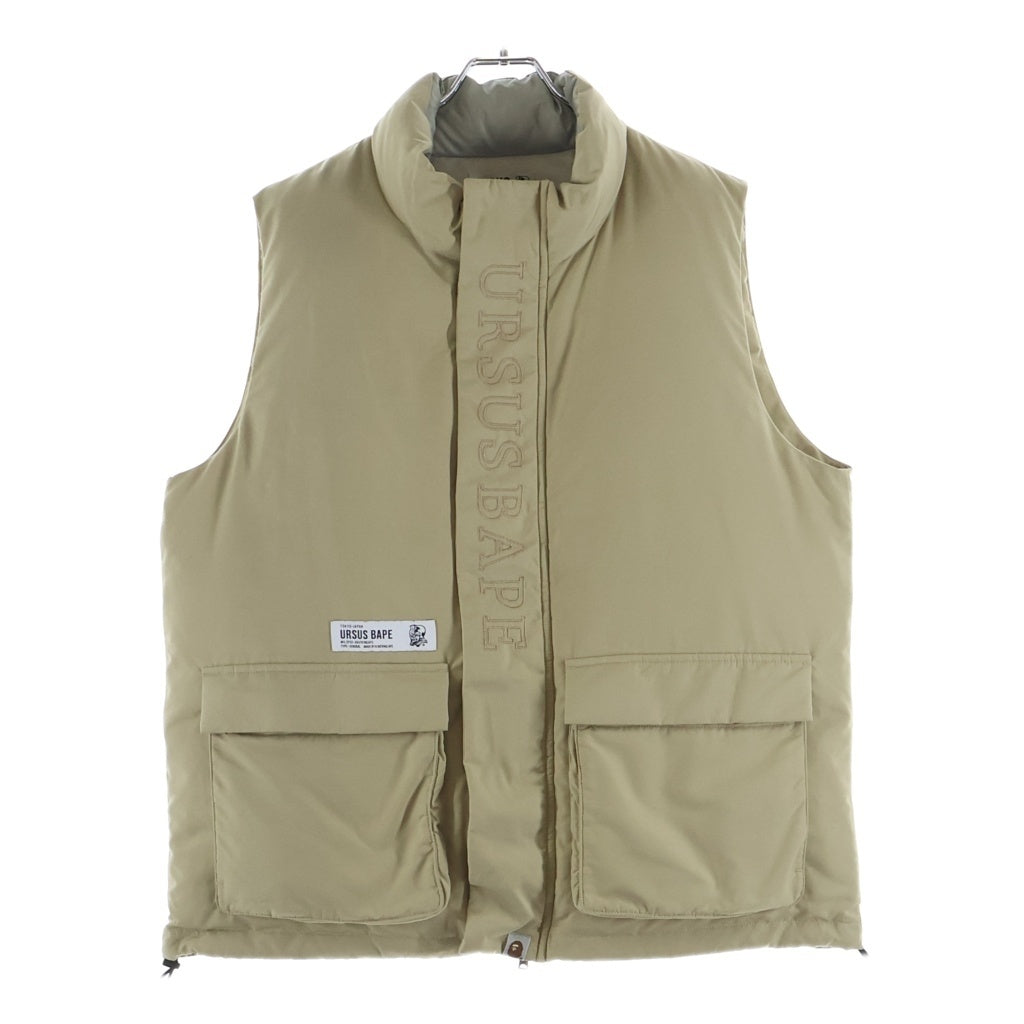 A BATHING APE(アベイシングエイプ) LOOSE FIT DOWN VEST ロゴ刺繍 ルーズフィット ダウンベスト ベージュ 001LJH701007J
