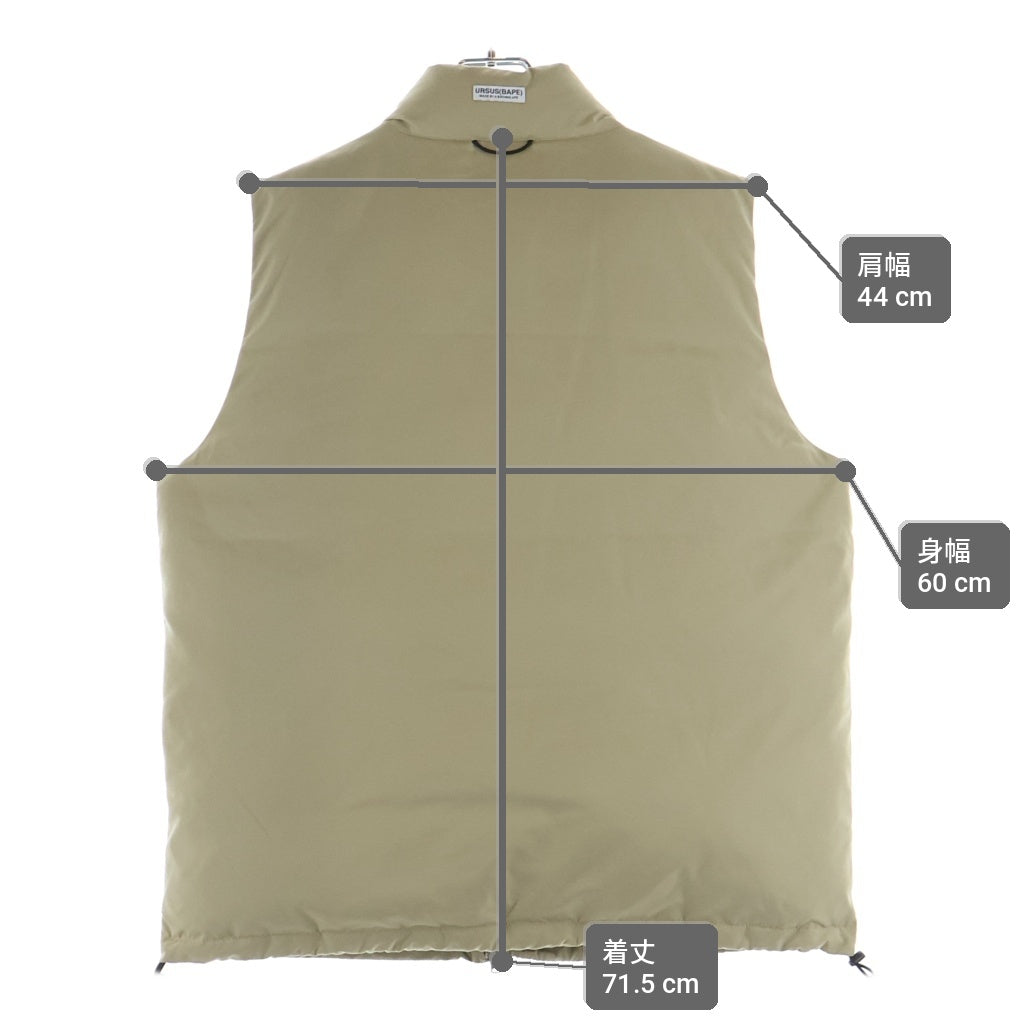 A BATHING APE(アベイシングエイプ) LOOSE FIT DOWN VEST ロゴ刺繍 ルーズフィット ダウンベスト ベージュ 001LJH701007J
