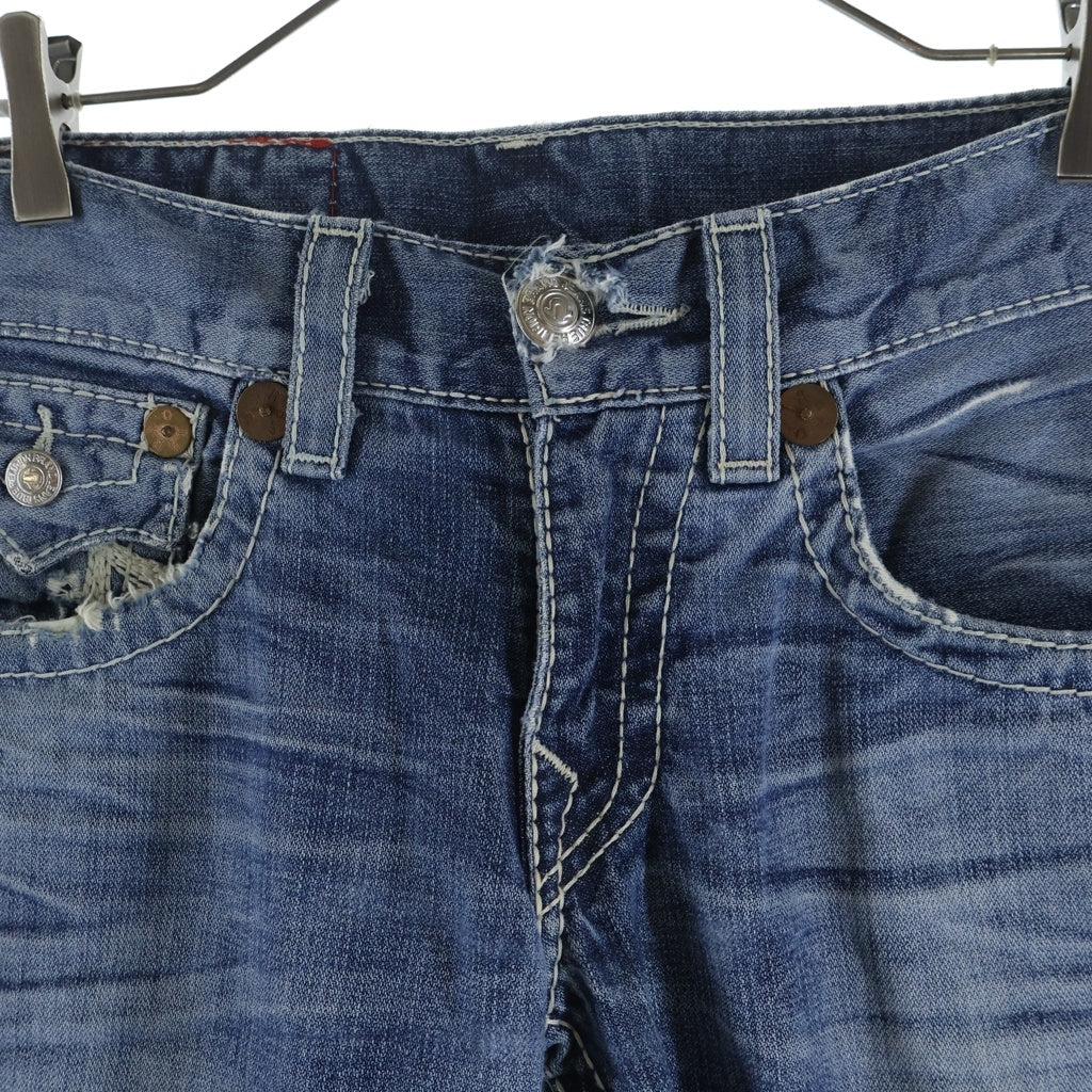 TRUE RELIGION(トゥルーレリジョン) RAINBOW BILLY ビリー レインボーステッチ ジップフライ フレアデニムパンツ インディゴ