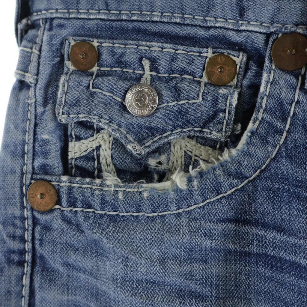 TRUE RELIGION(トゥルーレリジョン) RAINBOW BILLY ビリー レインボーステッチ ジップフライ フレアデニムパンツ インディゴ