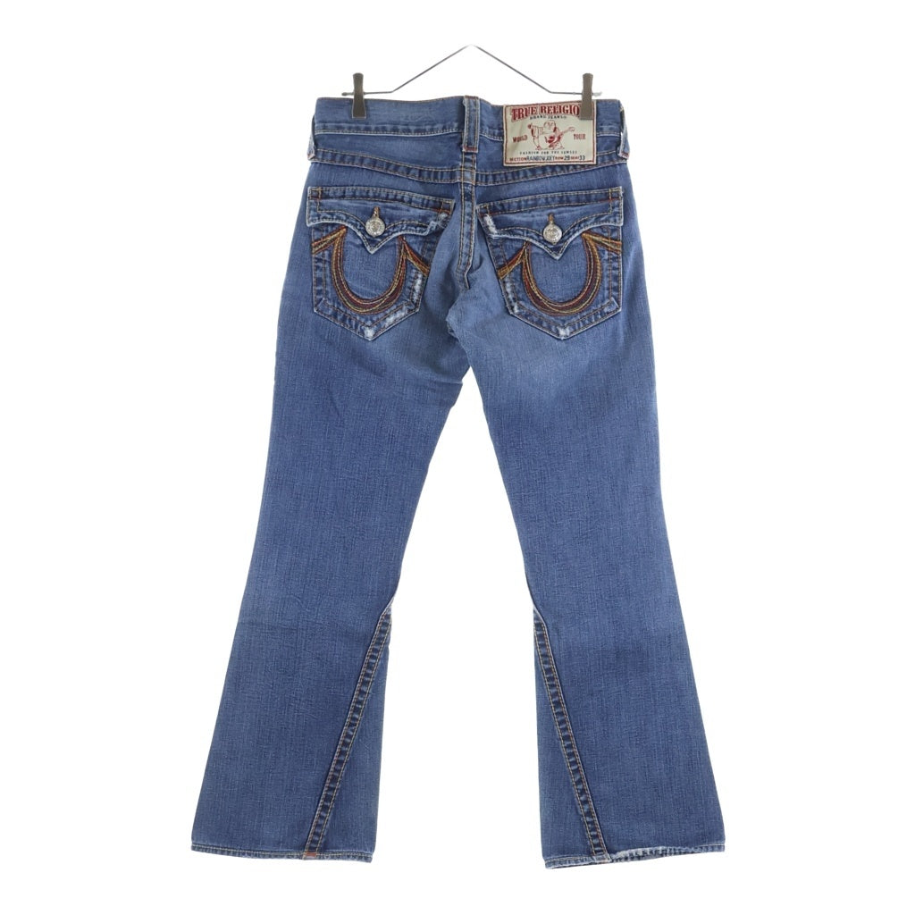 TRUE RELIGION(トゥルーレリジョン) RAINBOW JOEY ジョーイ レインボーステッチ ジップフライ フレアデニムパンツ インディゴ