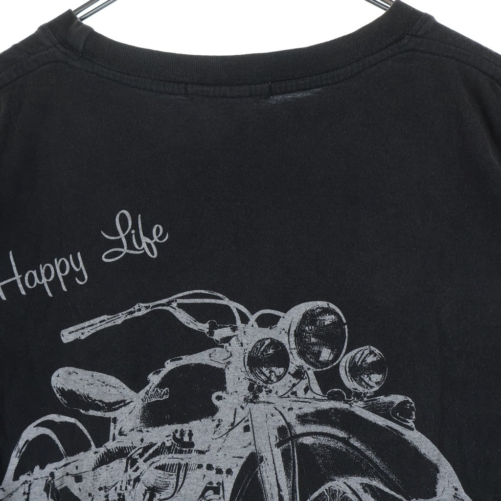 goro's(ゴローズ) OLD HAPPY LIFE 両面プリント greenteeボディ クルーネック 半袖Tシャツ カットソー ブラック
