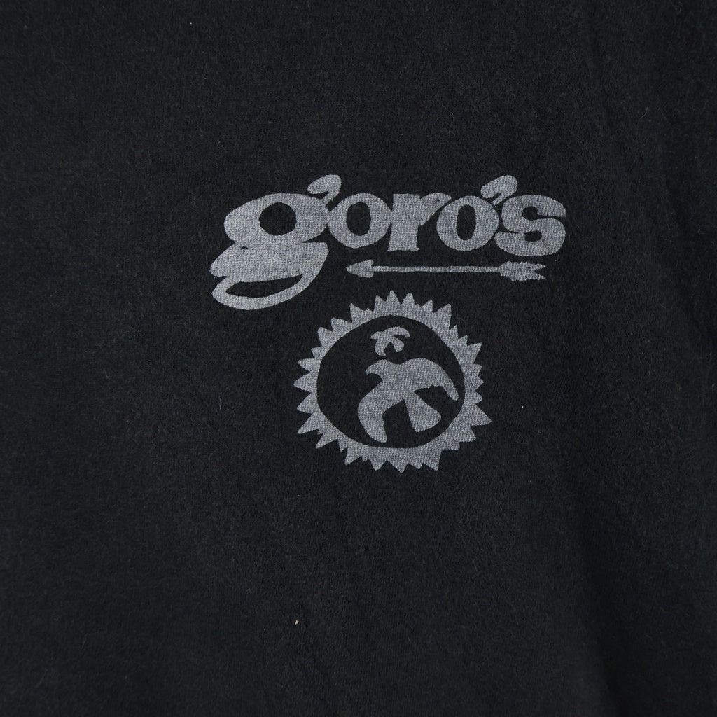 goro's(ゴローズ) OLD HAPPY LIFE 両面プリント greenteeボディ クルーネック 半袖Tシャツ カットソー ブラック