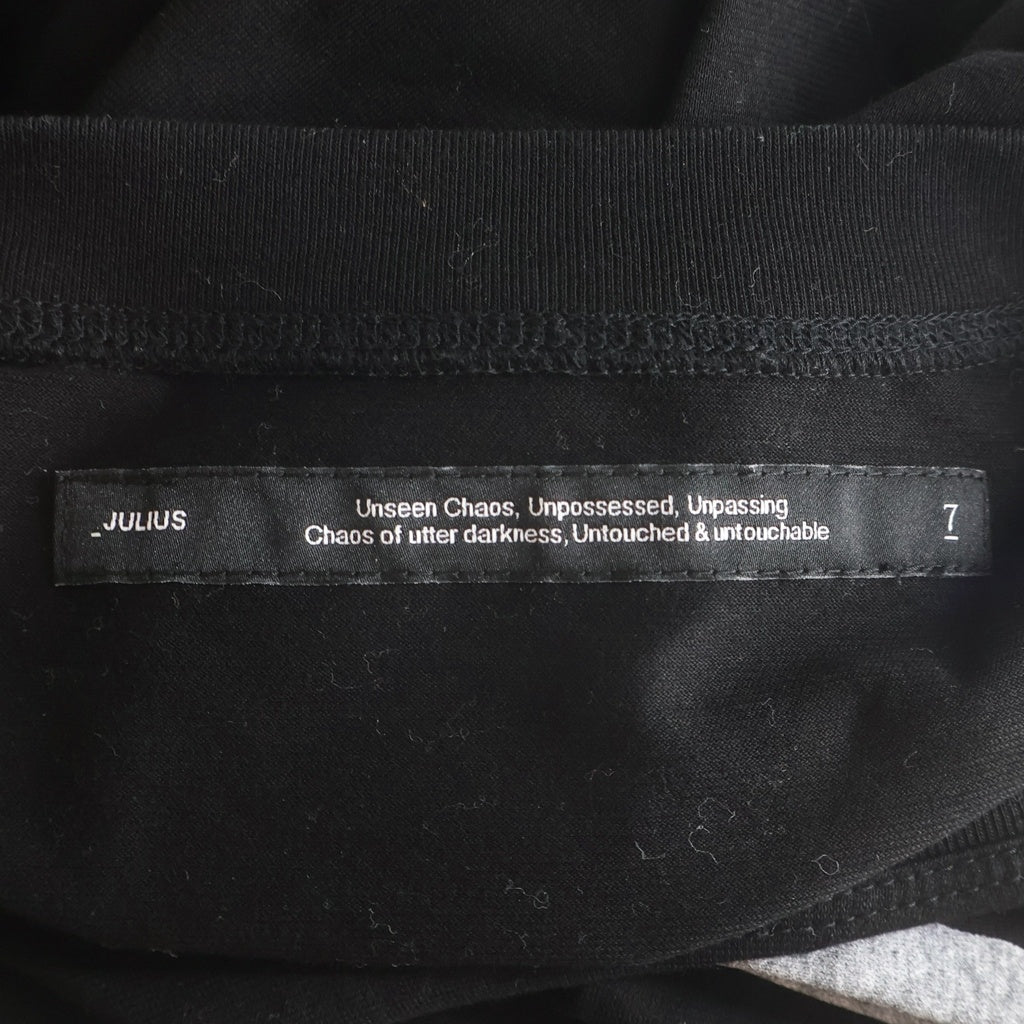 JULIUS(ユリウス) 25SS COTTON SZ JERSEY PRINTED OVERSIZE T-SHIRT コットン フロントプリント 半袖Tシャツ カットソー ブラック 897CPM3