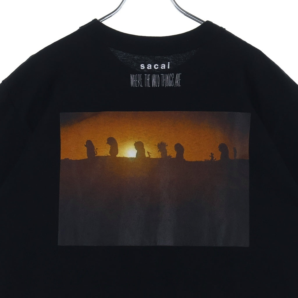 Sacai(サカイ) 25AW WHERE THE WILD THINGS ARE ウェア ザ ワイルド シングス アー コットン 半袖Tシャツ カットソー ブラック 25-01007S
