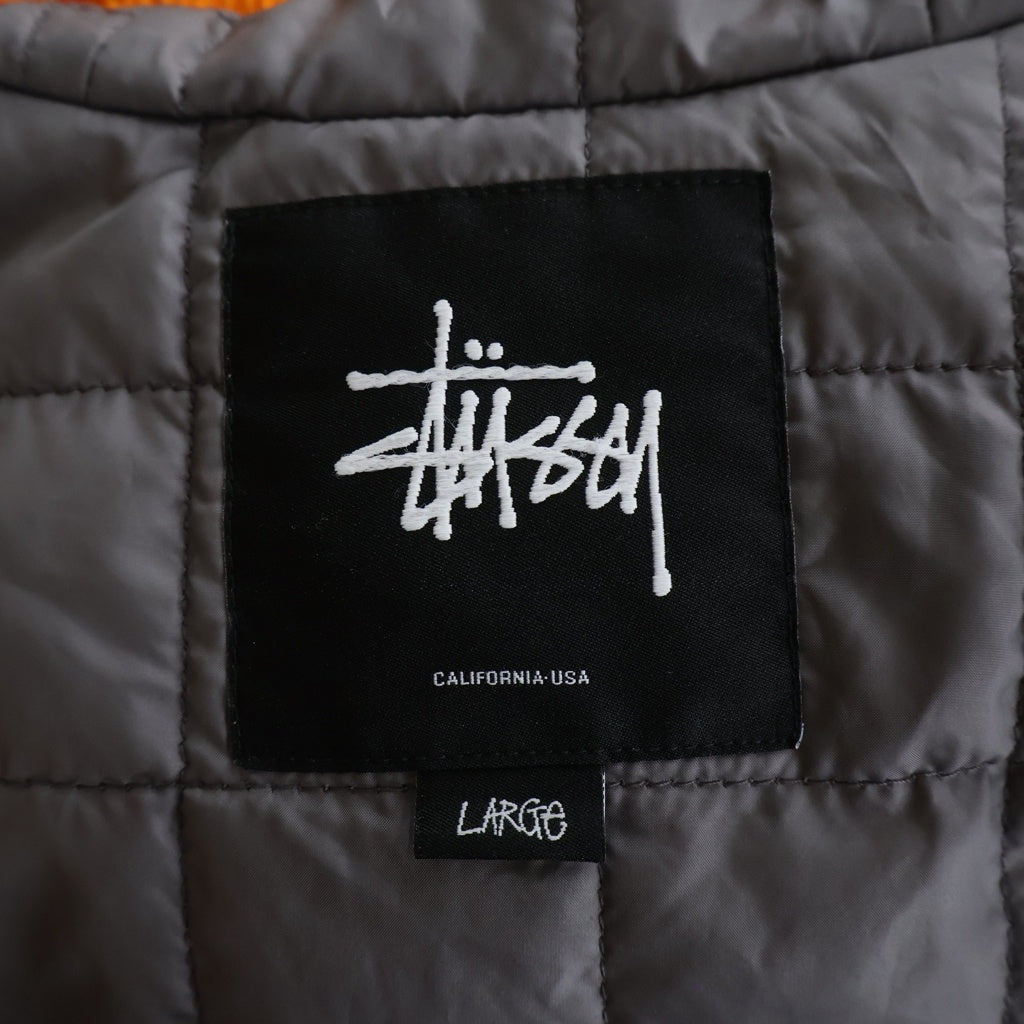 STUSSY(ステューシー) 中綿 フロントロゴ フードジップアップブルゾンジャケット オレンジ