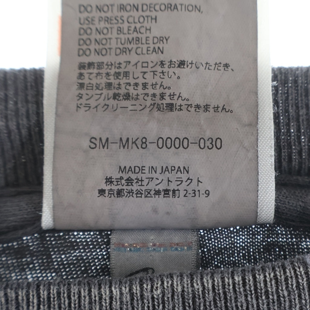 SAINT MICHAEL(セントマイケル) 26SS SAINT 666 LS T-SHIRT ヴィンテージ加工 袖プリントTシャツ 長袖クルーネックカットソー グレー SK-MK8-0000-030
