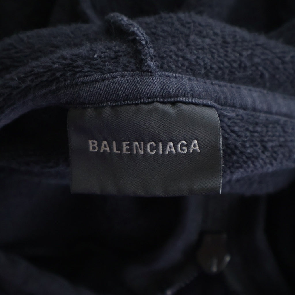 BALENCIAGA(バレンシアガ) BRITNEY SPEARS ZIP UP HOODIE ブリトニースピアーズ バックプリント ラインストーン装飾 ジップアップスウェットパーカー ブラック 850338 TTVJ3